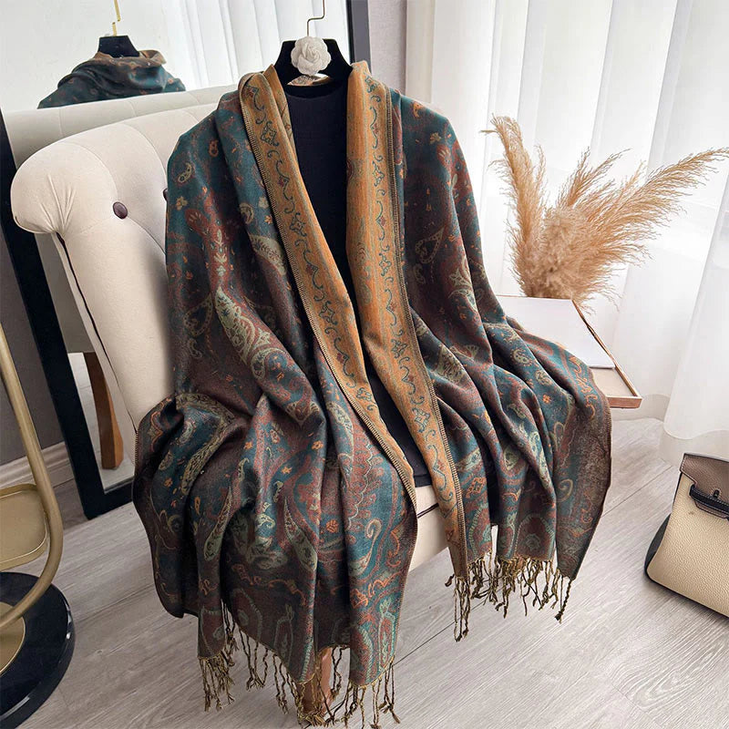 Buddha Stones Spring Floral Paisley Pattern Scarf Shawl With Tassels