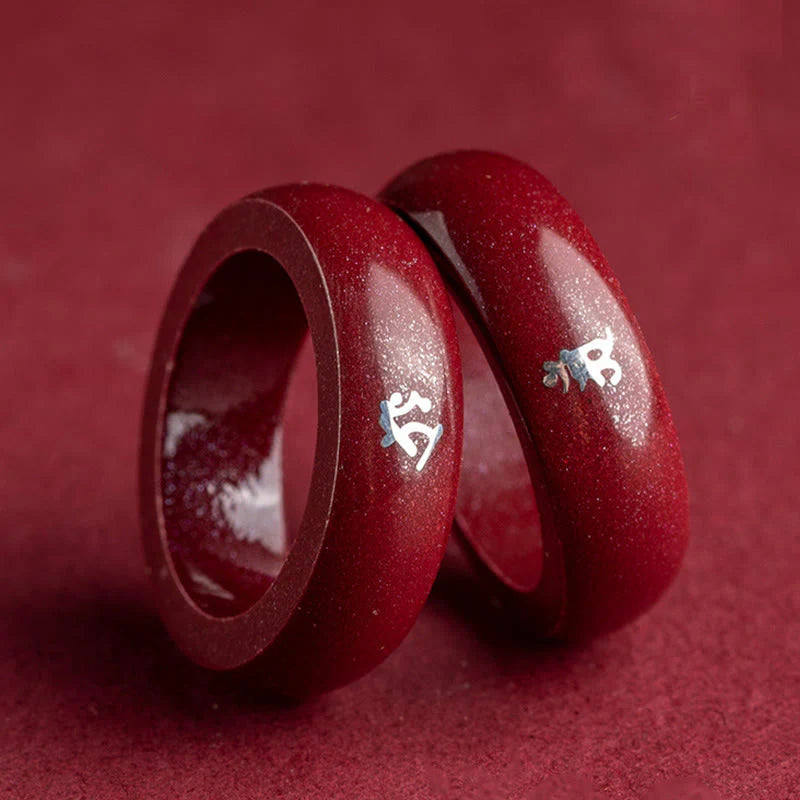 Buddha Stones Chinese Zodiac Year Of The Horse Cinnabar Blessing Ring