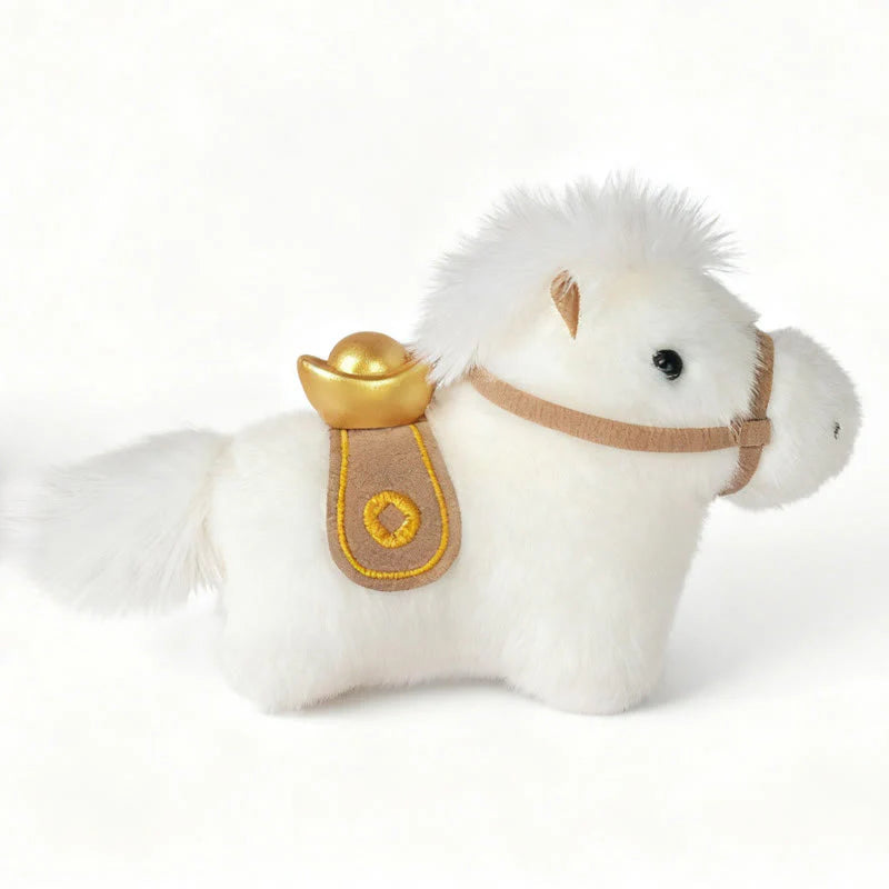 Buddha Stones Year Of The Horse Gold ingot Solid Color Plush Pony Hanging Decoration