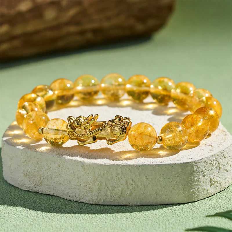 Buddha Stones Natural Citrine PiXiu Prosperity Protection Bracelet
