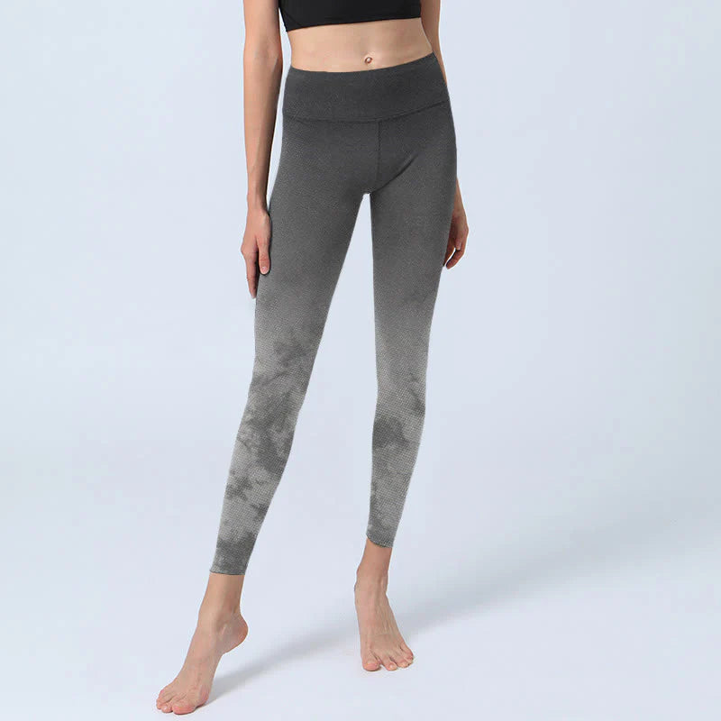 Buddha Stones Gradient Floral Print Exercise Leggings Women's Yoga Pants