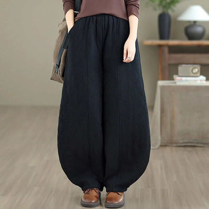 Buddha Stones Winter Diamond Pattern Cotton Women's Pants With Pockets