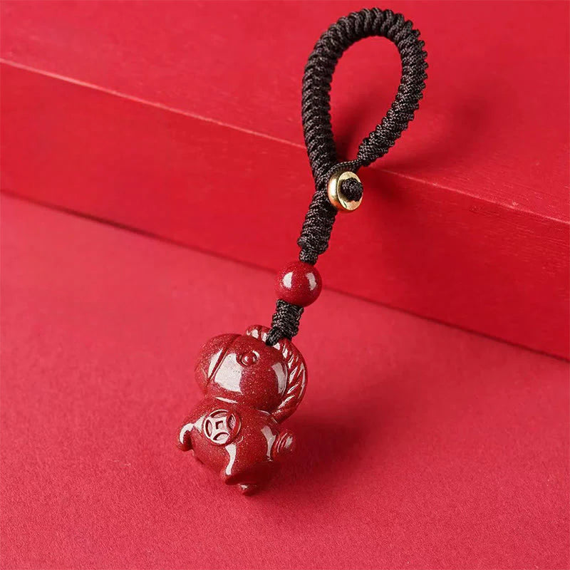 Buddha Stones Year Of The Horse Cinnabar Keep Away Evil Spirits Key Chain