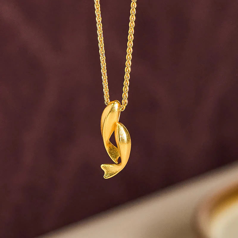 Buddha Stones Double Koi Fish 24k Gold Plated Brass Chain Wealth Necklace Pendant