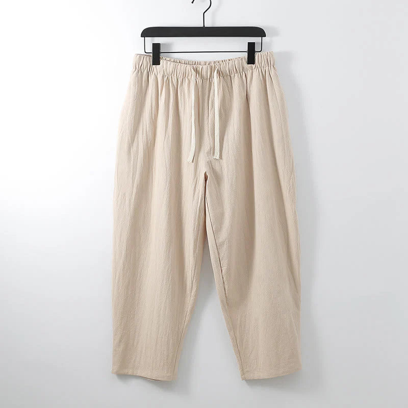 Buddha Stones 2Pcs Cotton Kimono Ankle-Length Pants Men's Meditation Cloth Set
