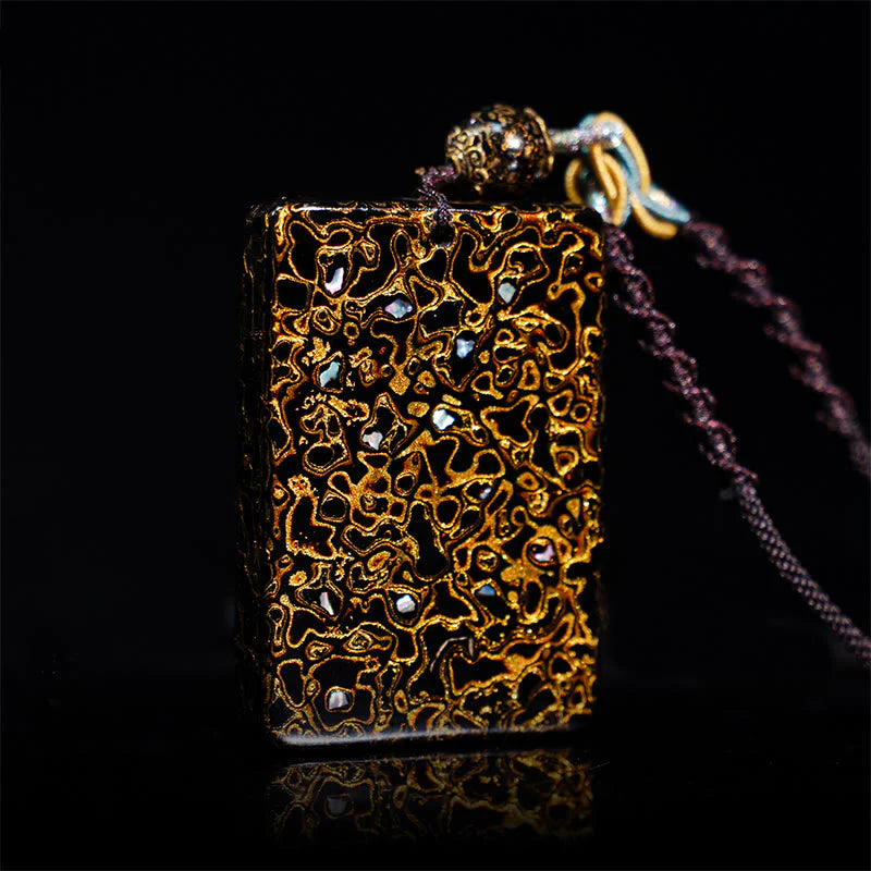 Buddha Stones Handcrafted Lacquer Craft Sandalwood Protection Pendant Necklace