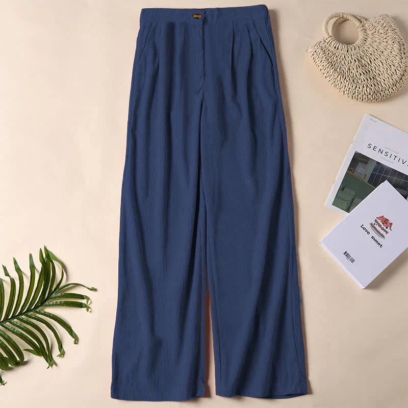 Buddha Stones Casual Corduroy Straight-leg Women's Pants With Pockets
