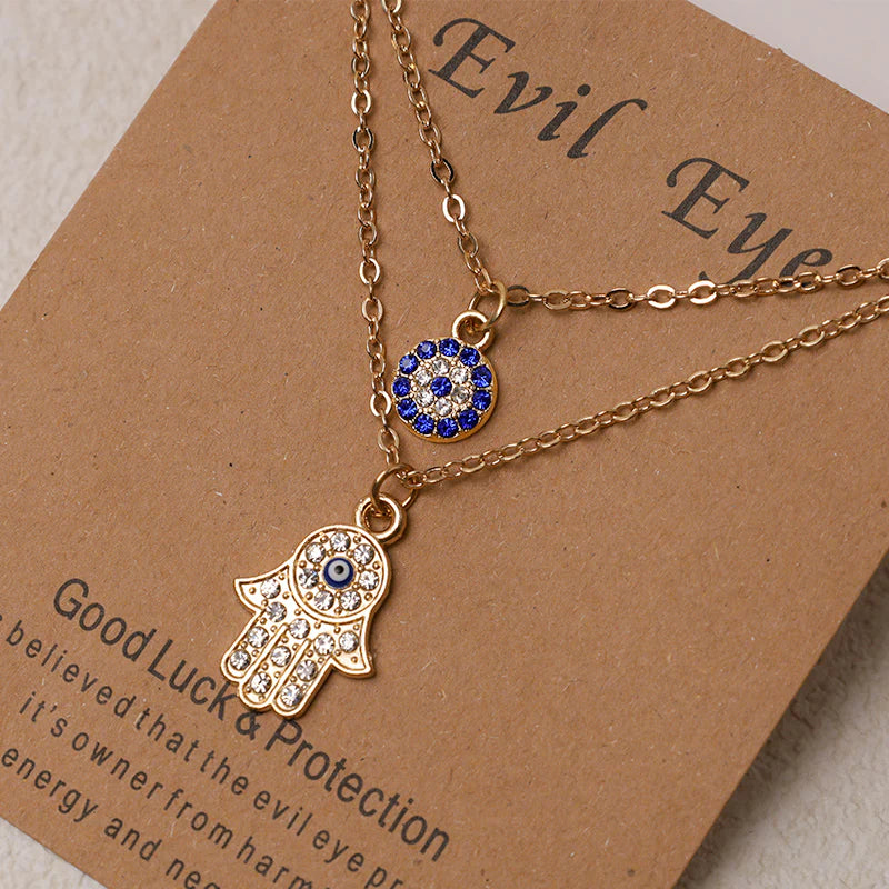 Buddha Stones Evil Eye Hamsa Symbol Blessing Luck Chain Necklace Pendant (Extra 35% Off | USE CODE: FS35)