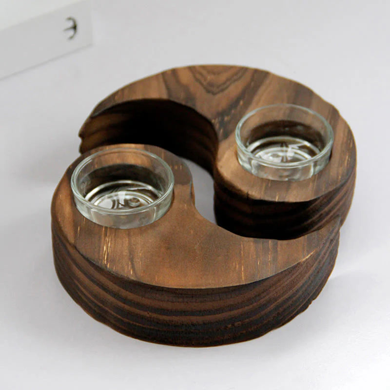 Buddha Stones Yin Yang Wood Candle Holder Meditation Rituals Use Items (Extra 35% Off | USE CODE: FS35)