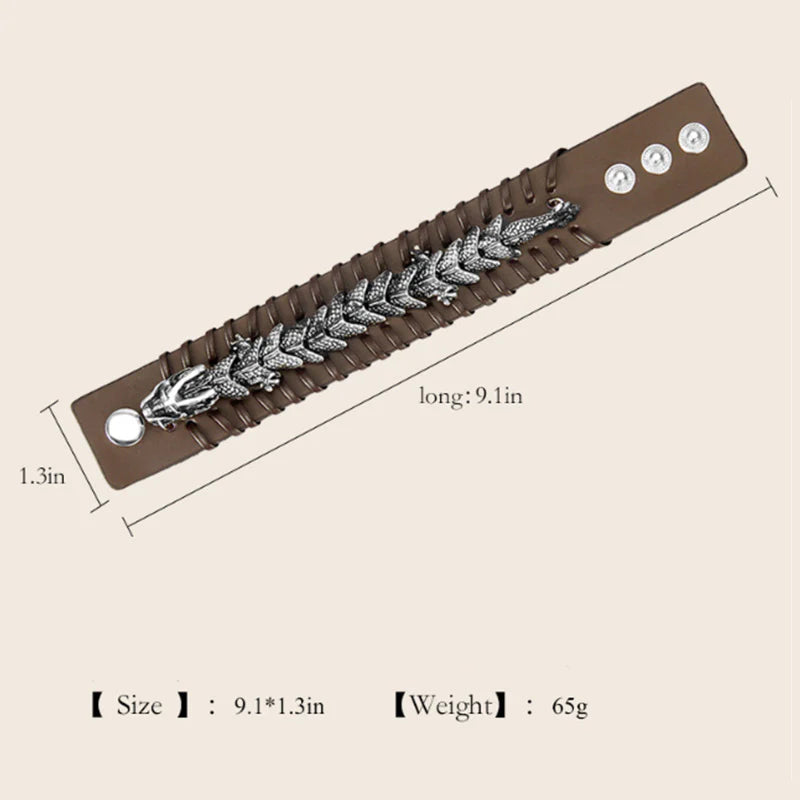 Buddha Stones Dragon Leather Protection Weave Bracelet