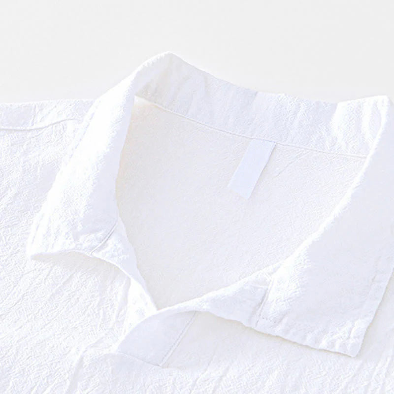 Buddha Stones Vintage Plain Simple Design Men's Short Sleeve Cotton Linen Shirt Clothing With Pockets