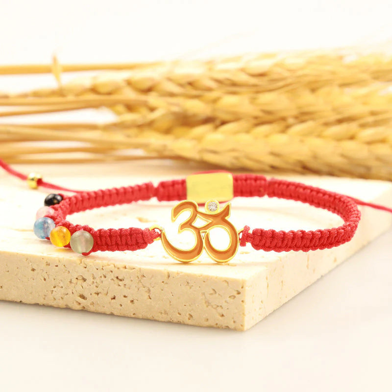 Buddha Stones Tibetan Handmade OM Mindfulness Red String Bracelet (Extra 30% Off | USE CODE: FS30)