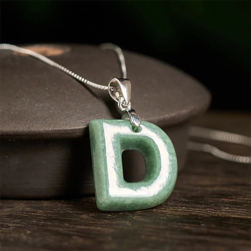 Buddha Stones May You Find Your Own Meaning Natural A-Z Letter Jade Titanium Steel Chain Necklace Includes Gift Message Card