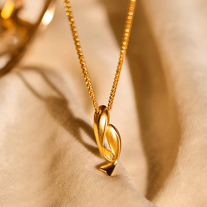 Buddha Stones Double Koi Fish 24k Gold Plated Brass Chain Wealth Necklace Pendant