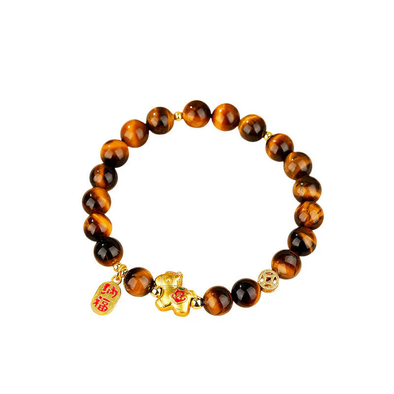 Buddha Stones Year Of The Horse Tiger Eye Courage Bracelet