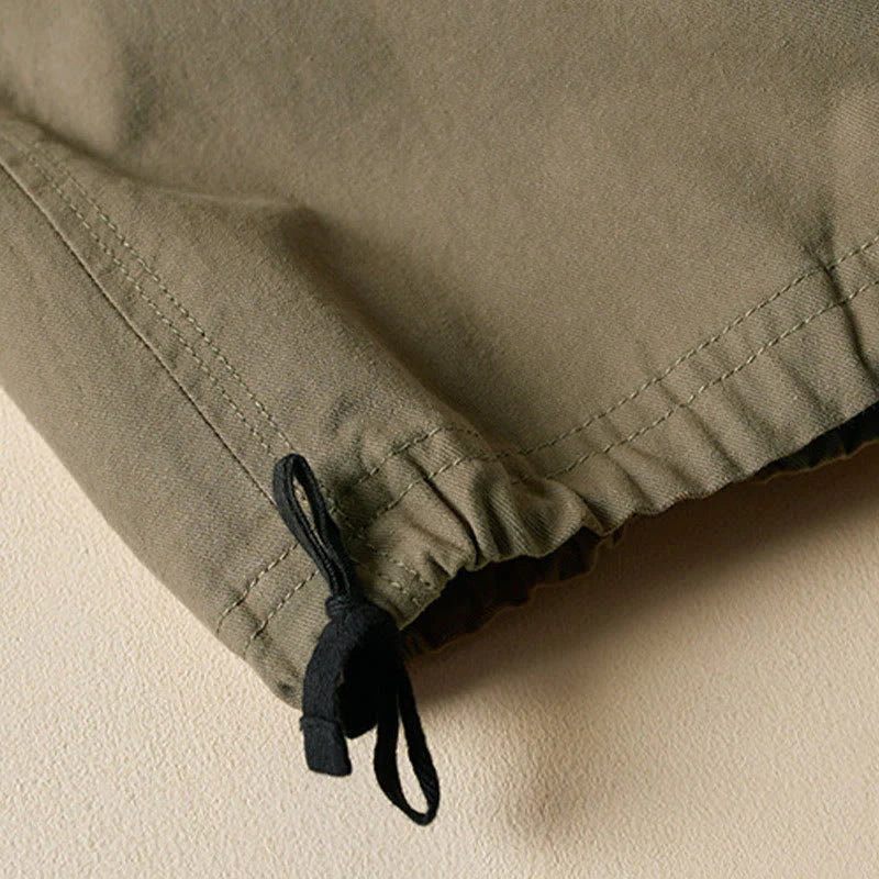 Buddha Stones Fall Drawstring 7-8 Length Cotton Women's Cargo Pants With Pockets