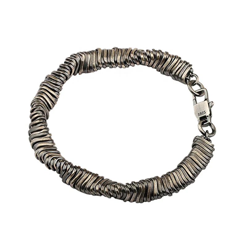 Buddha Stones 925 Sterling Silver Vintage Twisted Design Wealth Healing Chain Bracelet (Extra 30% Off | USE CODE: FS30)