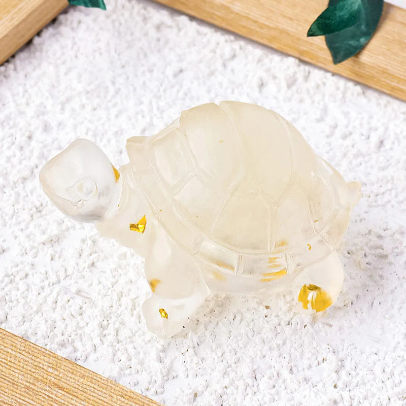 Buddha Stones Various Stone Citrine Green Aventurine Amethyst Mini Turtle Prosperity Home Decoration
