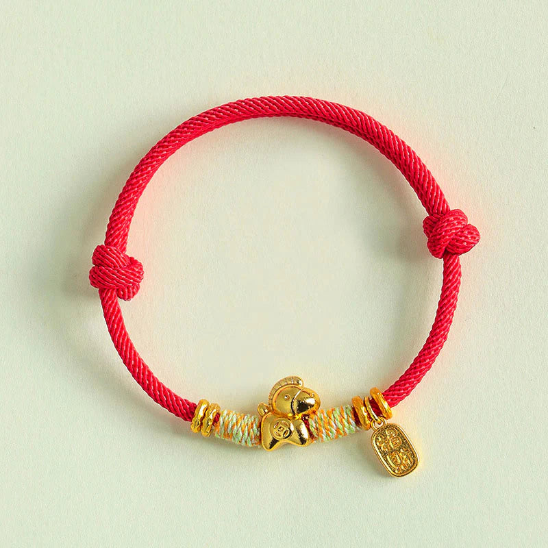 Buddha Stones Year Of The Horse Red String Black String Lucky Fortune Charm Braided Connection Bracelet