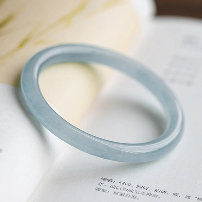 Buddha Stones Natural Aquamarine Serenity Bangle Bracelet (Extra 30% Off | USE CODE: FS30)