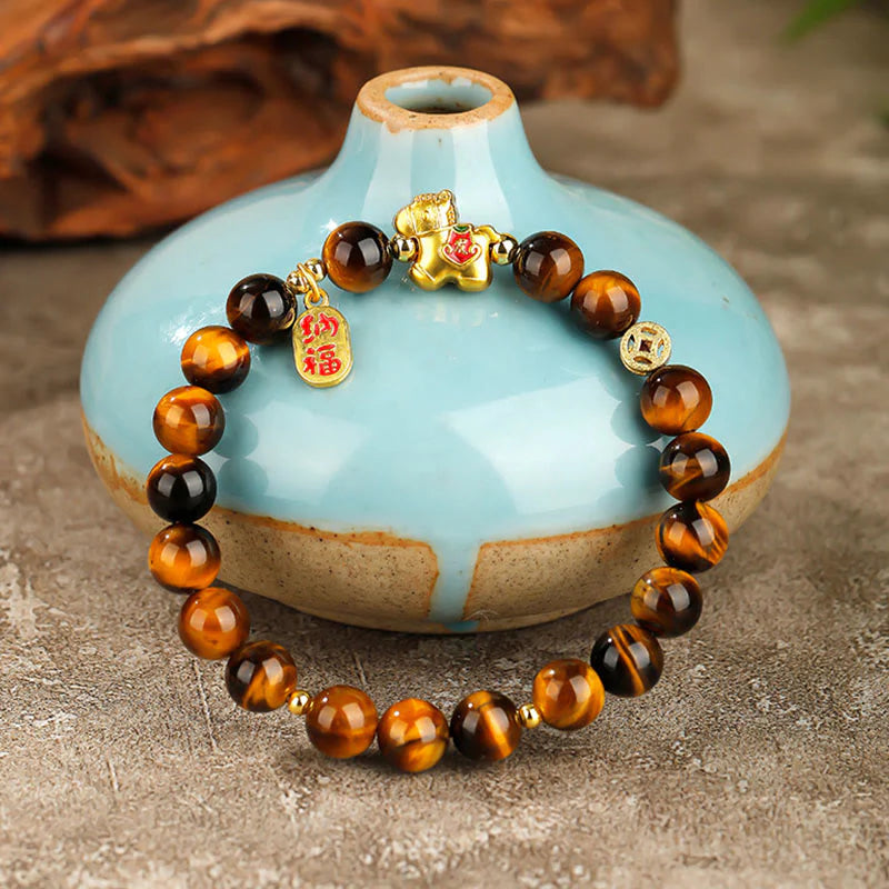 Buddha Stones Year Of The Horse Tiger Eye Courage Bracelet