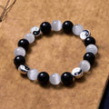 Buddha Stones Black Obsidian Cat's Eye Yin Yang Purification Strength Bracelet