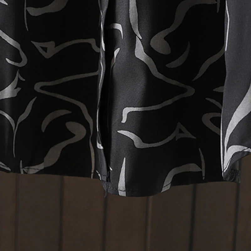 Buddha Stones Spring Fall Stand Collar Line Pattern Long Sleeve Women's Cotton Polyester Shirt