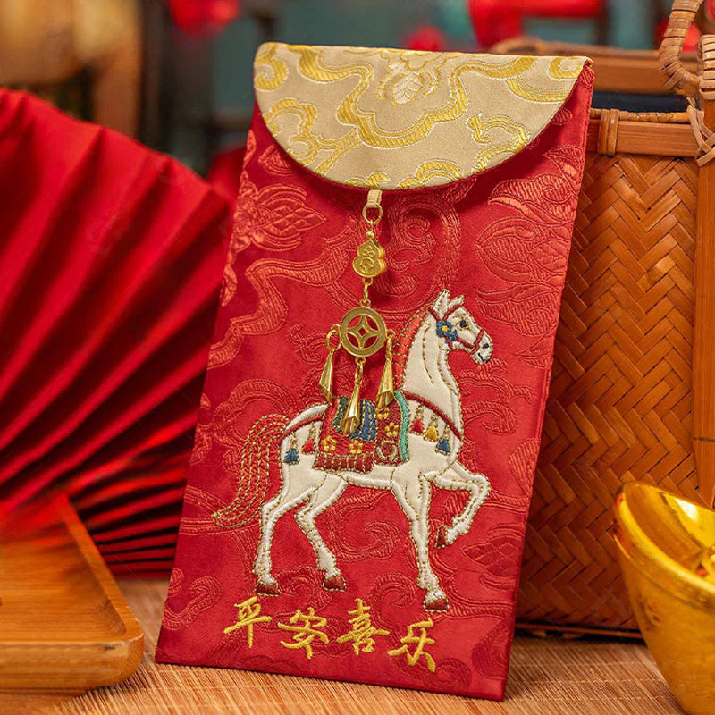 Buddha Stones Chinese Red Envelope Embroidery Peace Joy Year Of The Horse 2026 New Year