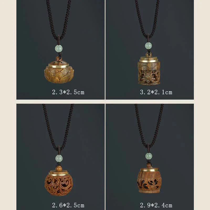 Buddha Stones Tibet Green Sandalwood Rosewood Om Mani Padme Hum Lotus Positive Soothing Necklace Pendant