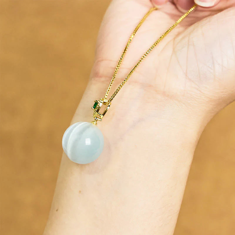 Buddha Stones Cat's Eye Round Ball Confidence Necklace Pendant