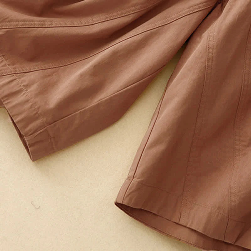 Buddha Stones Summer Cotton Elastic Waist Women's Half Pants With Pockets