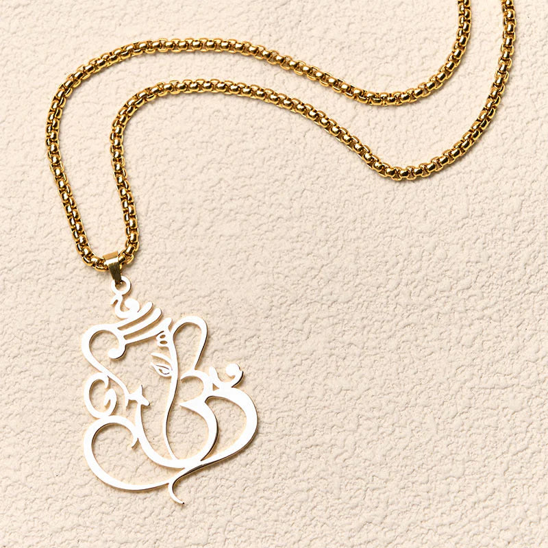Buddha Stones Ganesh Elephant Stainless Steel Protection Necklace Pendant