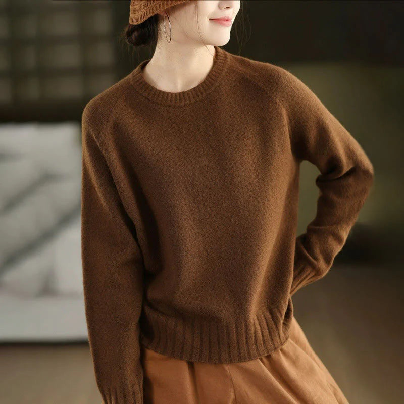 Buddha Stones Winter Crew Neck Warm Long Sleeve Women's Cotton Knitted Sweater