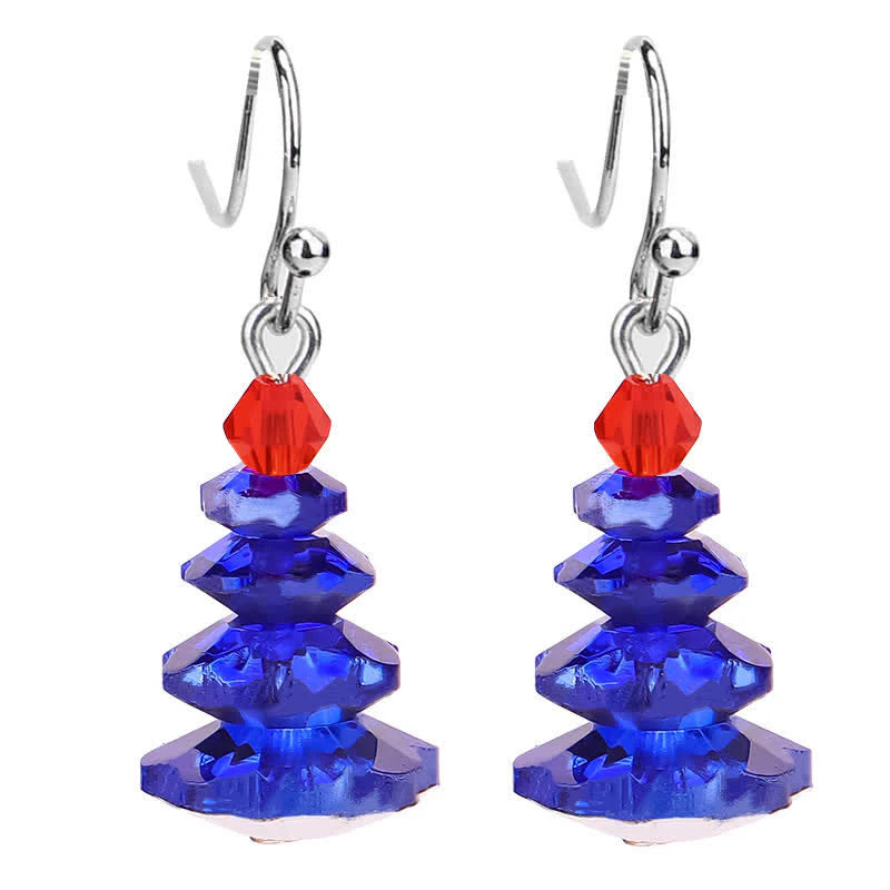 Buddha Stones Various Crystals Christmas Tree Amethyst Peace Healing Drop Earrings
