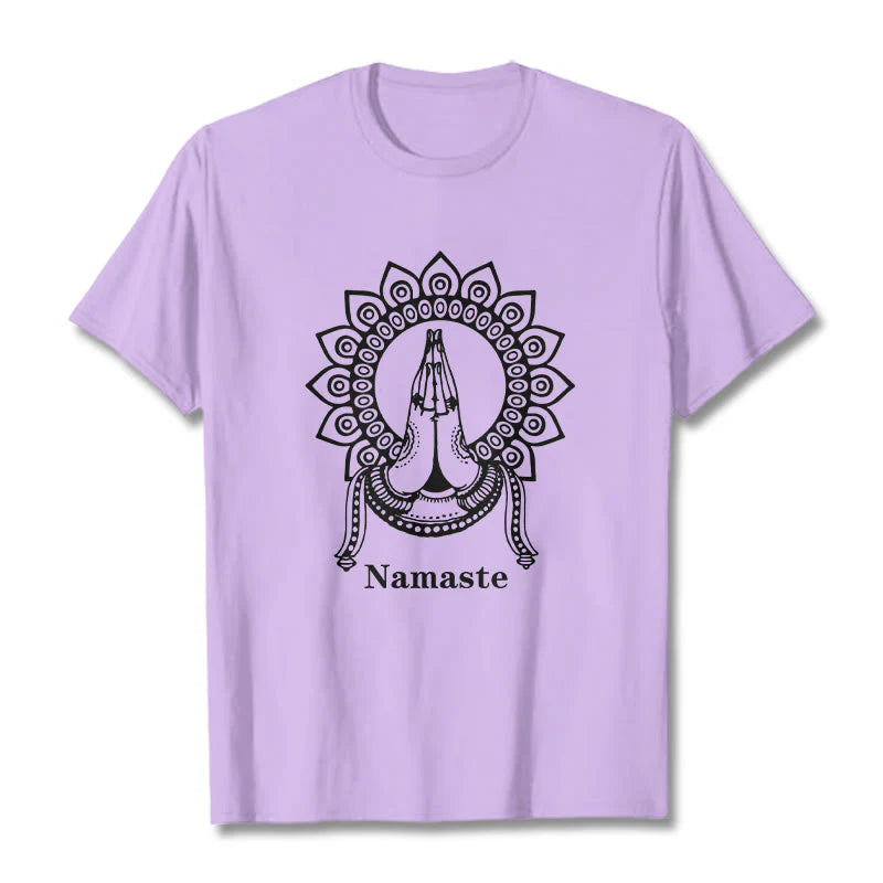 Buddha Stones Namaste Gesture Mandala Pattern Tee T-shirt