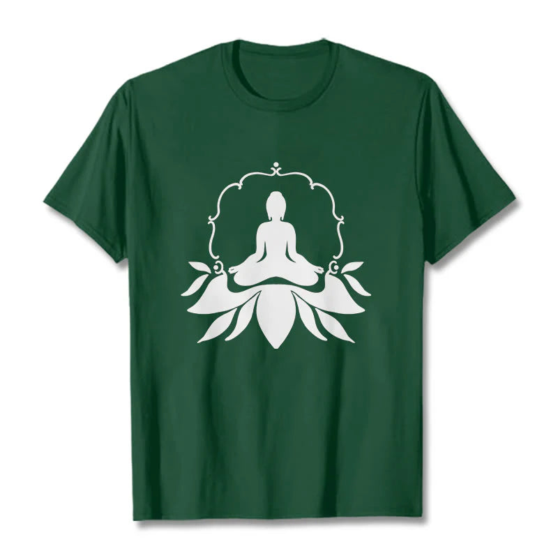 Buddha Stones Meditating Buddha Seated on Grass Tee T-shirt
