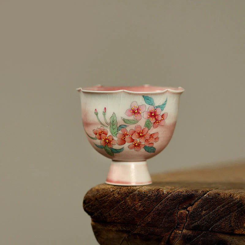 Buddha Stones Hand-painted Rabbit Orchid Flower Begonia Ceramic Teacup Kung Fu Tea Cup 75ml