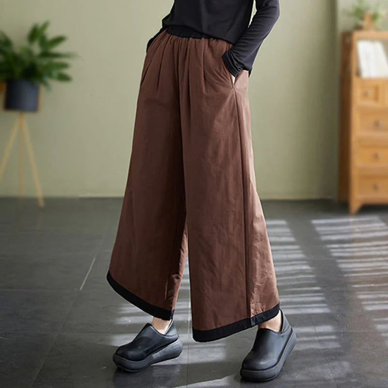 Buddha Stones Casual Plain Women's Wide Leg Pants With Pockets