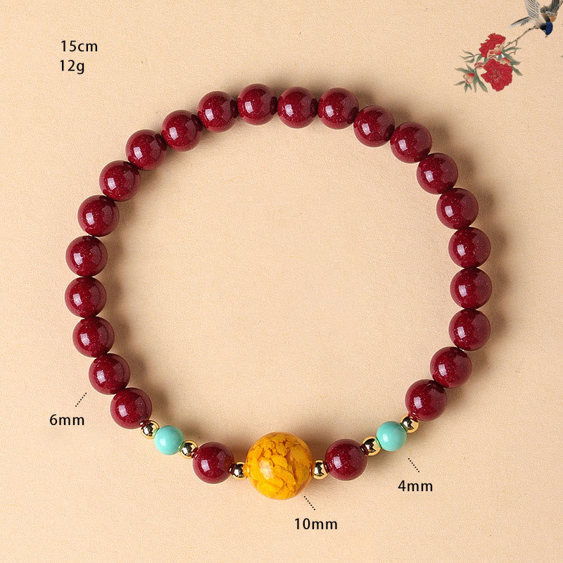 Buddha Stones Cinnabar Turquoise Keep Away Evil Spirits Bracelet