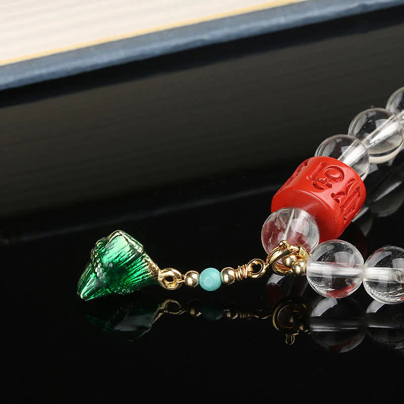 Buddha Stones Natural Clear Quartz Om Mani Padme Hum Healing Bracelet