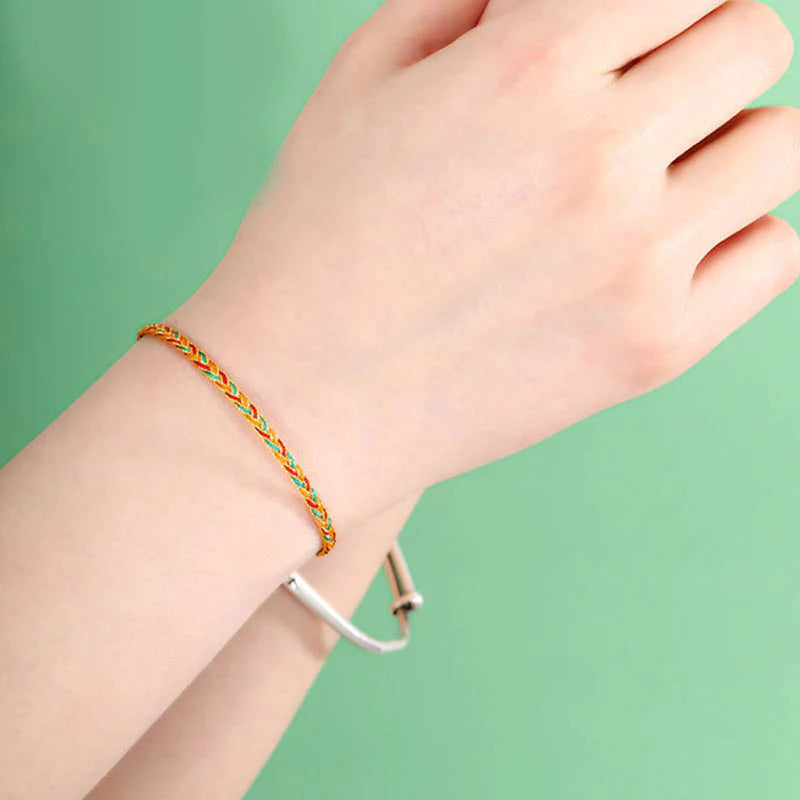 Buddha Stones Handmade Multicolored Dragon Scale Pattern Braid String Bracelet