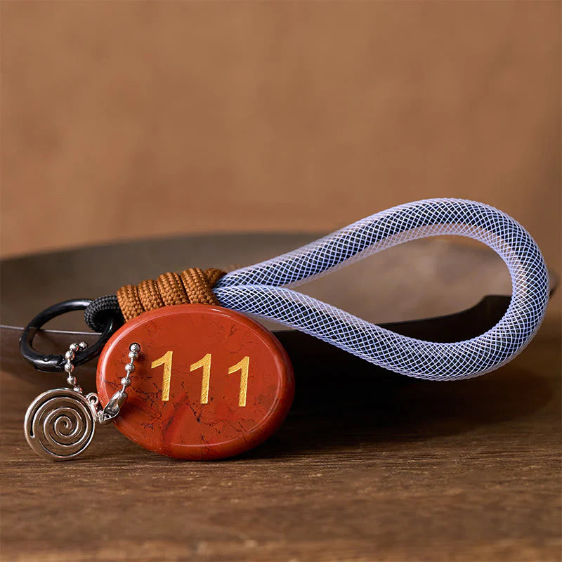Buddha Stones Embrace New Beginnings 111 Angel Number Natural Red Jasper Key Chain Hanging Decoration Includes Gift Message Card
