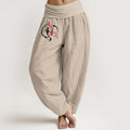 Buddha Stones Yin Yang Koi Fish Design Women's Elastic Waist Harem Pure Cotton Pants