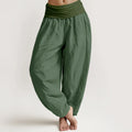 Buddha Stones SeaGreen Women's Pure Cotton Elastic Waist Harem  Pants