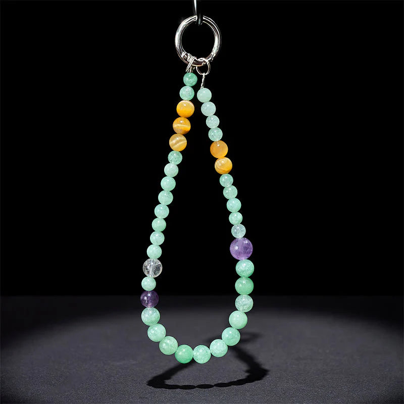 Buddha Stones Jade Beaded Prosperity Key Chain Phone Hanging Decoration