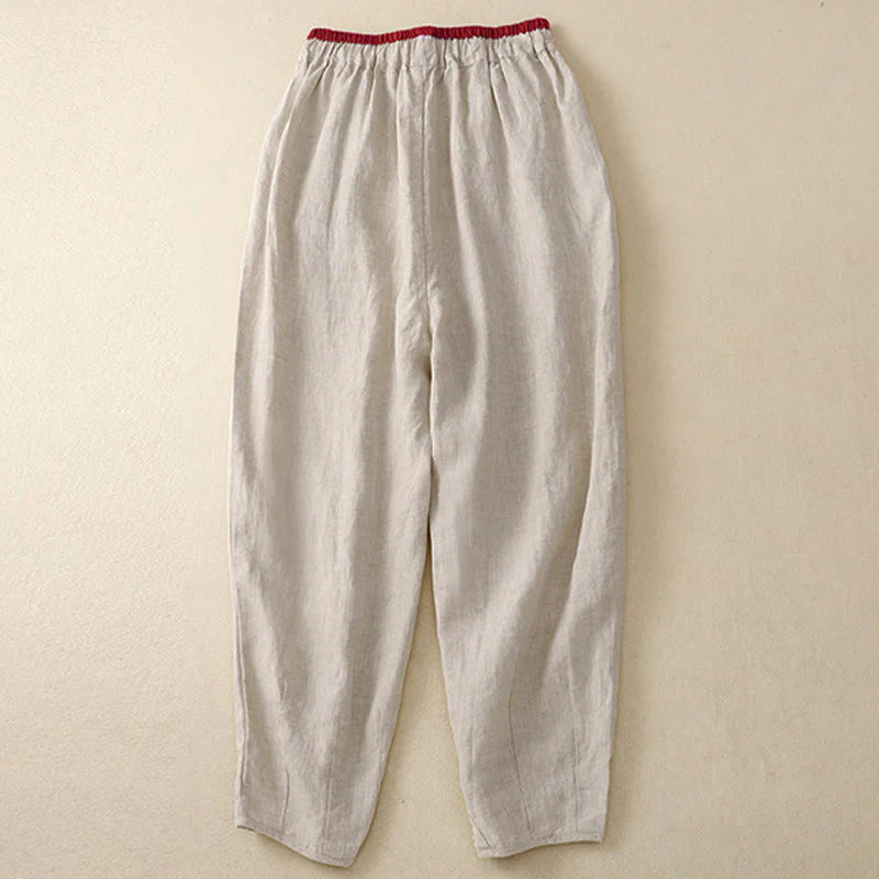 Buddha Stones Commute Color Blocking Design Women's Harem 7-8 Length Pants With Pockets