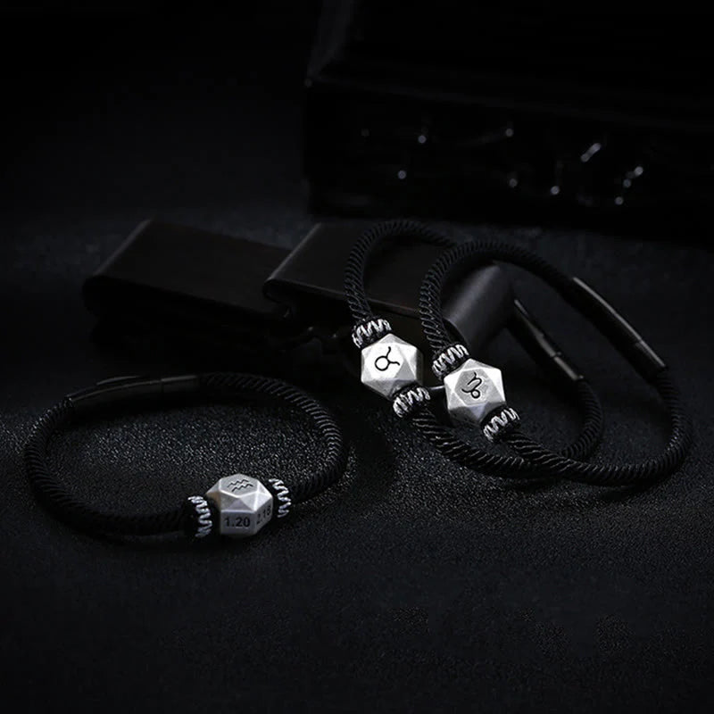 Buddha Stones 999 Sterling Silver 12 Constellations of the Zodiac Protection Handmade String Bracelet (Extra 35% Off | USE CODE: FS35)