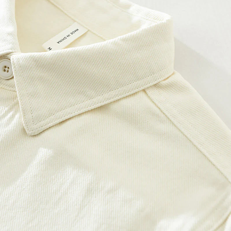 Buddha Stones Spring Commute Buttons Long Sleeve Shirt Men Cotton Clothing With Pockets