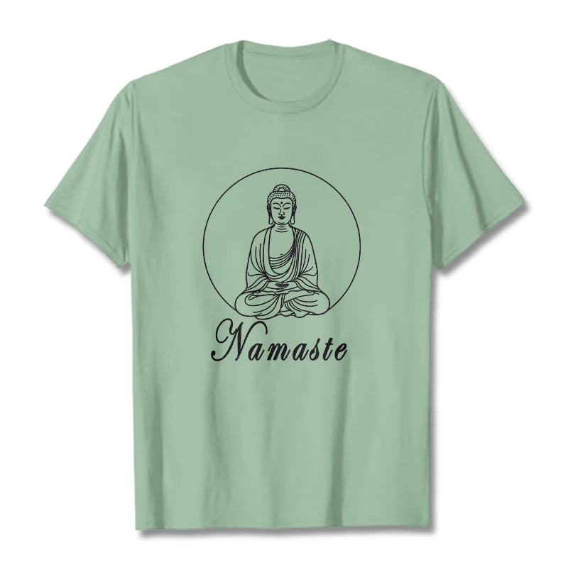 Buddha Stones NAMASTE Buddha Meditating Tee T-shirt