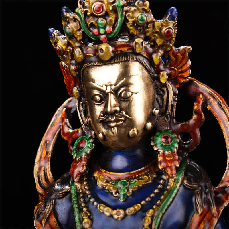 Buddha Stones Yellow Jambhala Bodhisattva Figurine Serenity Copper Statue Home Decoration
